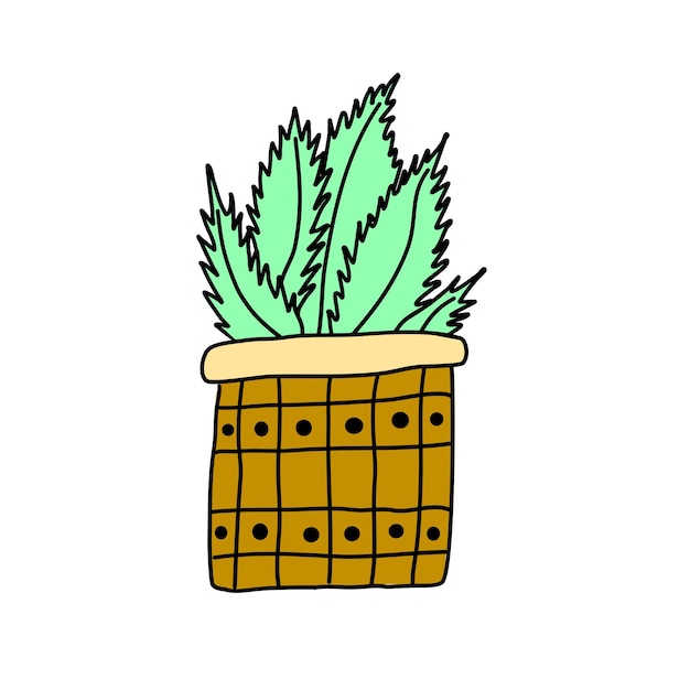 Colored doodle drawing of a plant in a pot