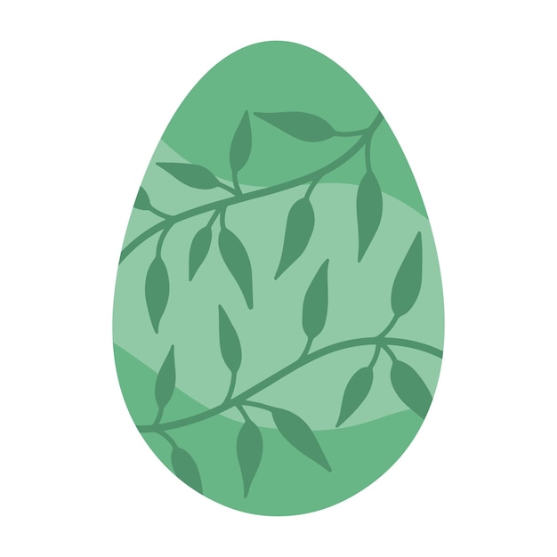 Vector colored easter egg cute easter egg easter egg decorated with leaves easter egg icon