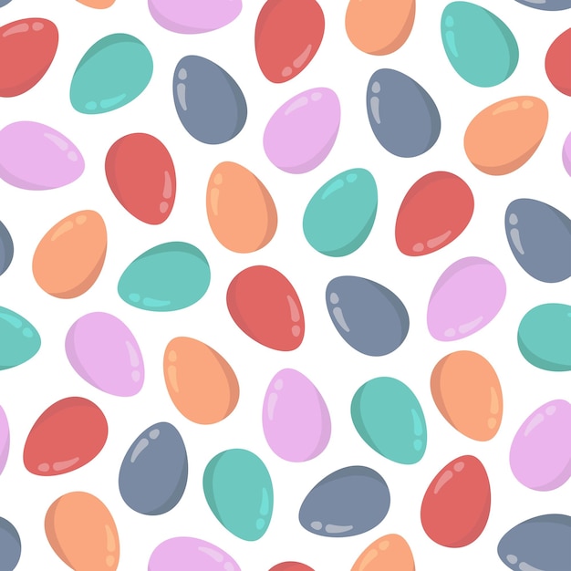 Colored Easter eggs seamless pattern Handdrawn vector eggs happy Easter day