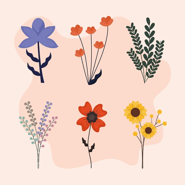 Colored flowers bundle