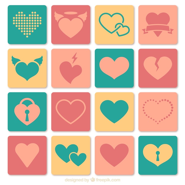 Colored heart icons