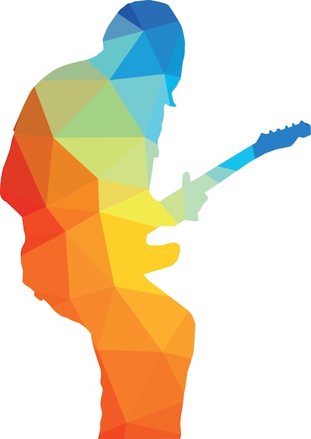 Colored Image Of A Man Playing Guitar Isolated On Transparent Background