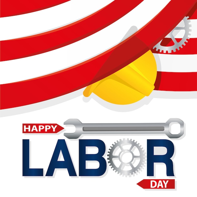 Colored labor day template with construction tools Vector illustration