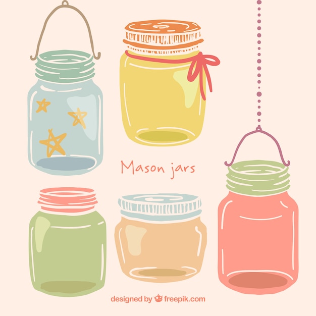 Vector colored mason jars