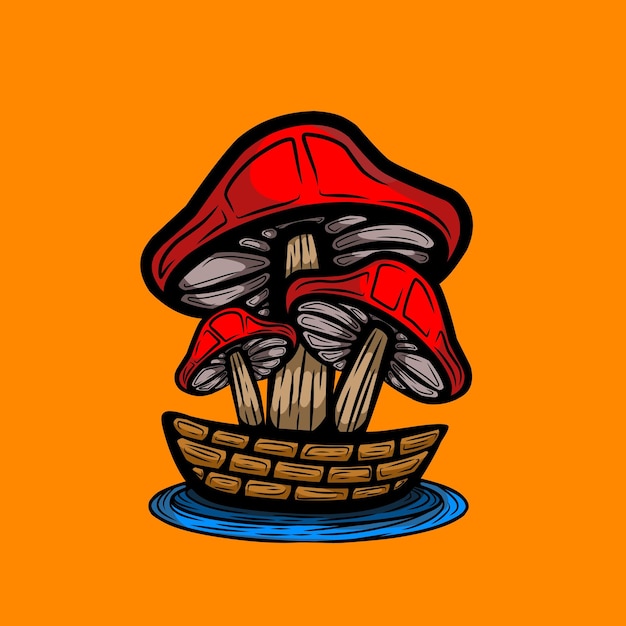 Colored mushroom logo cartoon vector design