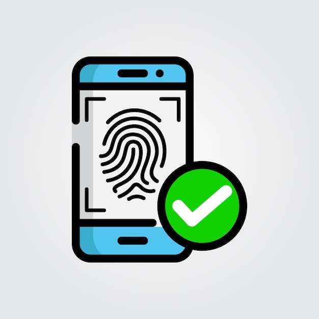 Vector colored outline fingerprint is correct icon logo vector illustration design for smartphone theme