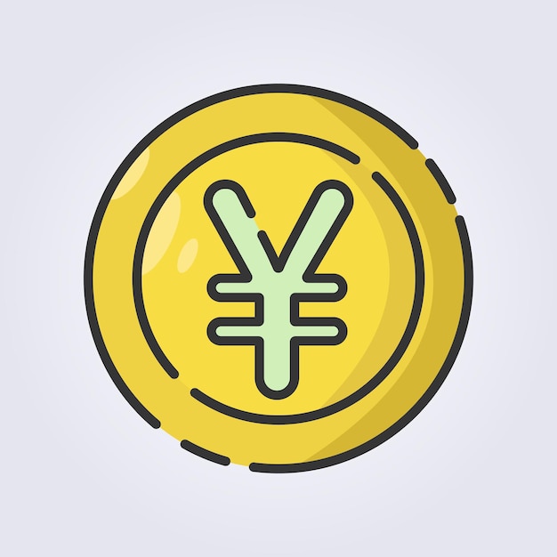 colored outline Yuan coin icon logo vector illustration design