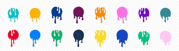 Colored paint drops vector icons Colorfull Ink drops and splash