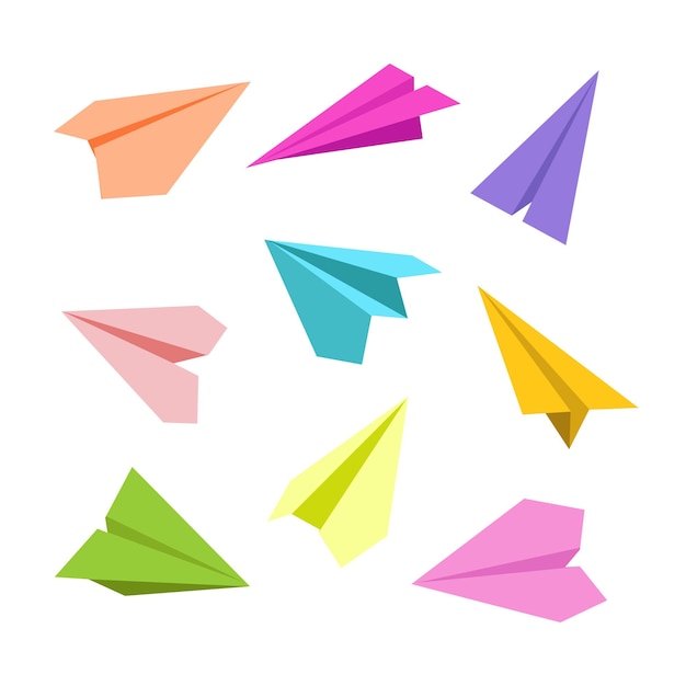 Colored paper airplanes on a white background. Vector illustration