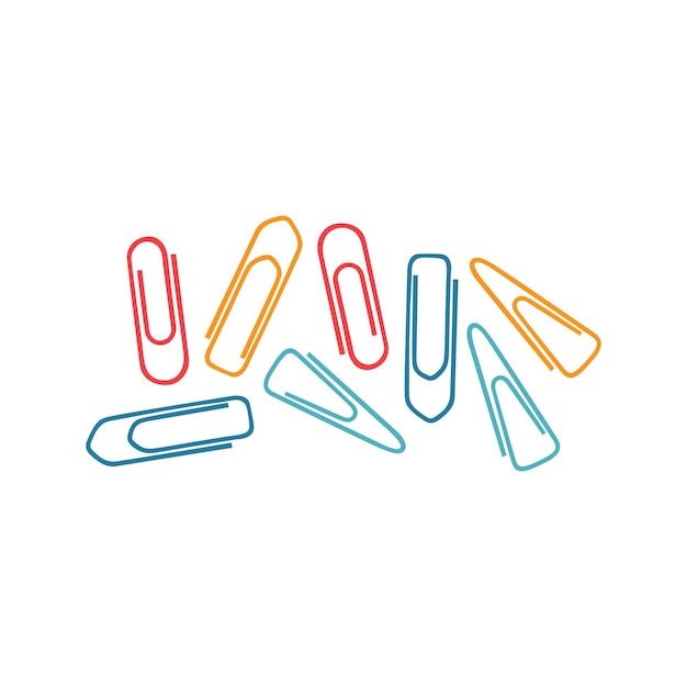 Colored paperclips illustration in flat design Office stationery school supply Paper clips for notes