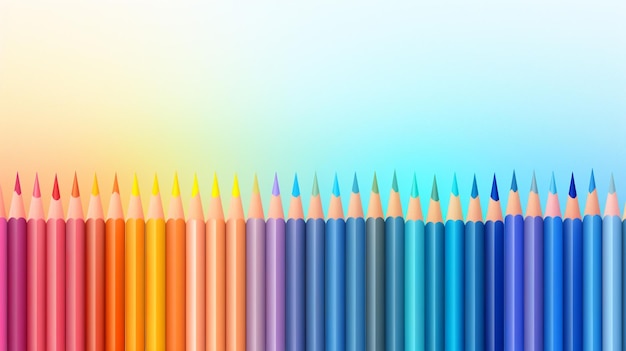 Vector colored pencils on a rainbow colored background