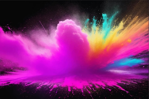 Vector colored powder explosion abstract closeup dust on backdrop colorful explode paint holi