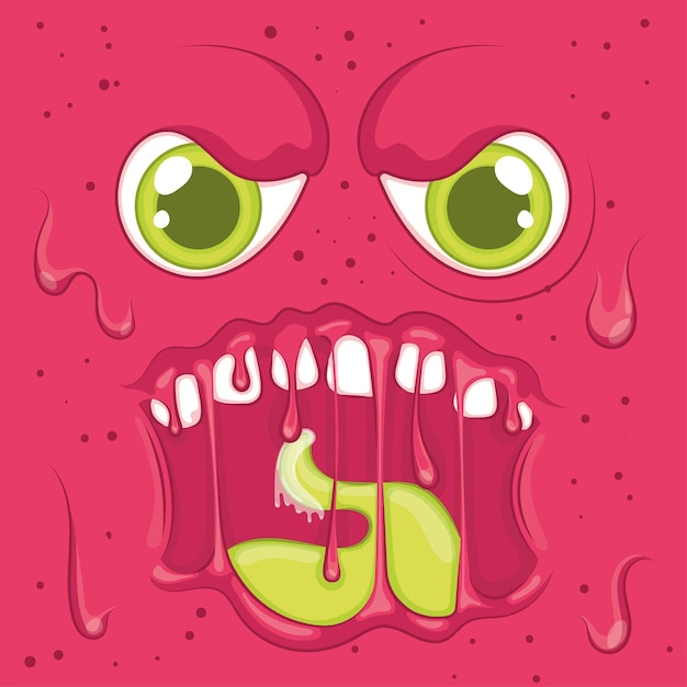 Colored red angry monster avatar background Vector