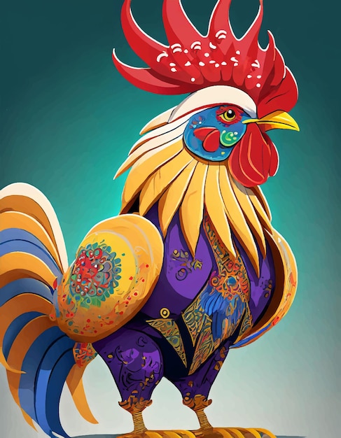 colored rooster 3d