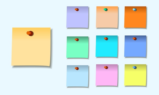 Colored set of sticky notes memo