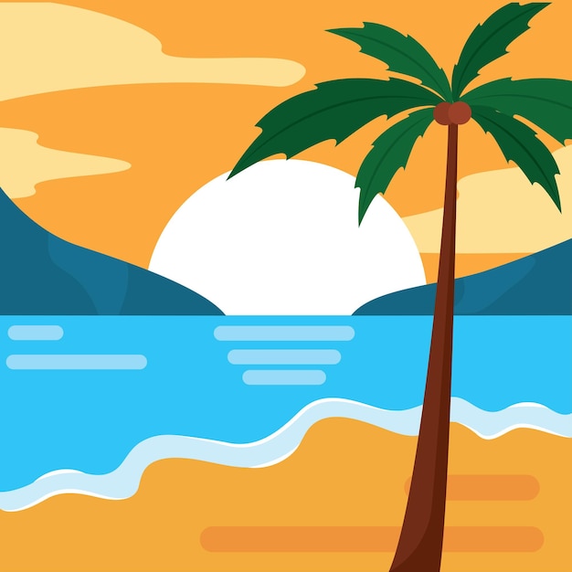 Colored summer landscape flat design Vector