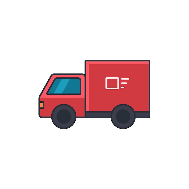 Colored thin icon of delivery truck business and transportation concept vector illustration