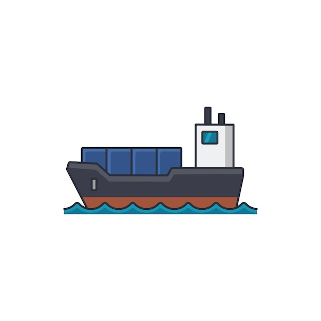 Colored thin icon of ship business and transportation concept vector illustration