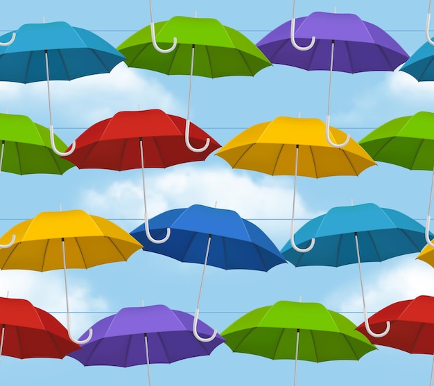 Colored umbrella pattern Opening rain tools umbrellas decent vector seamless background