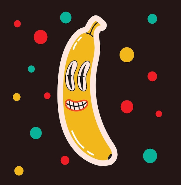 Colored Vector illustration of crazy banana for posters