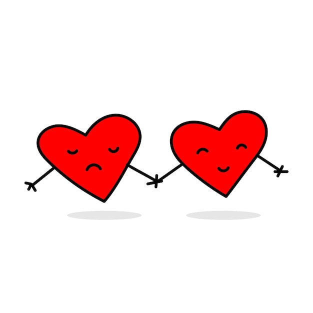 Vector colored vector pattern of two hearts holding hands