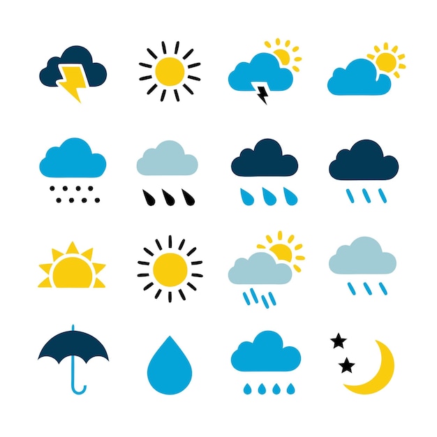 Colored weather icons collection on a isolated white background 11