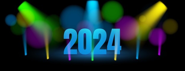 Vector colorful 2024 banner design with full color light