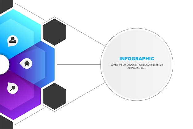 Vector colorful 3 point timeline infographic design on white background