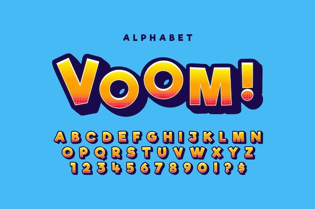 Colorful 3d comic alphabet concept