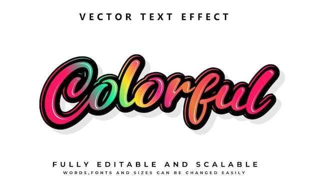 Colorful 3d editable text effect with white background