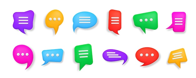 Colorful 3D speech bubble Talk dialogue messenger or online support concept