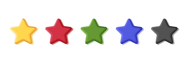 Colorful 3d star elements set in different colors isolated