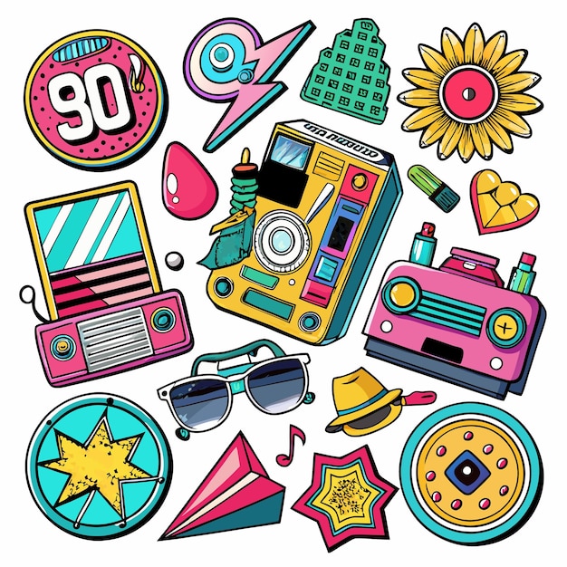 Colorful 90s Retro Style Illustration