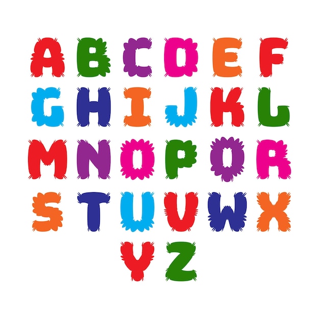 Vector colorful abc alphabets letters for kids education learning english cartoon style different abc