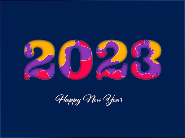 Colorful Abstract 2023 Number Against Blue Background For Happy New Year Concept