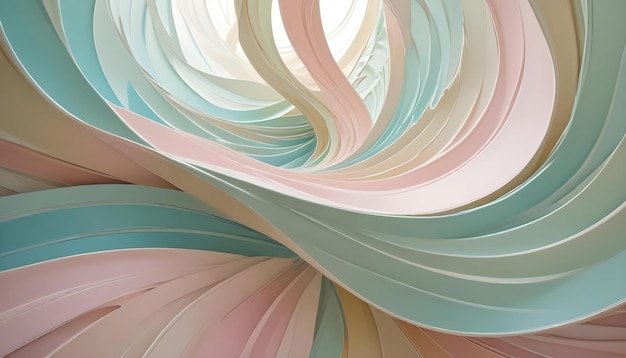 Vector a colorful abstract background featuring a swirling pattern of pastelcolored ribbons the ribbons are arranged in a spiral shape creating a sense of movement and depth