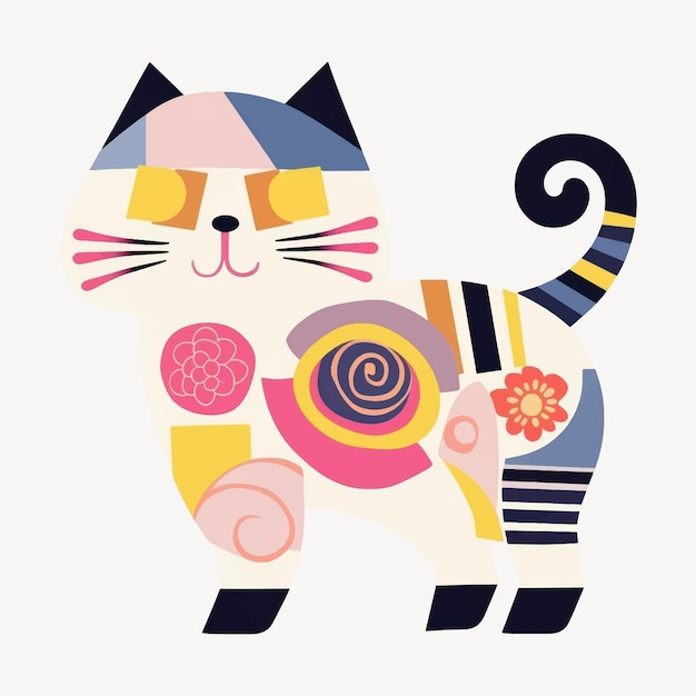 Colorful abstract cat illustration