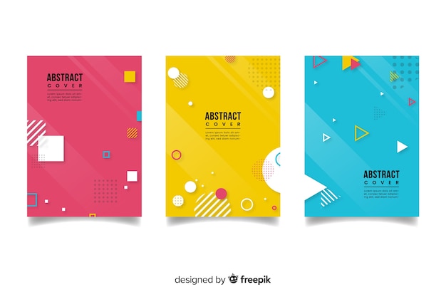 Colorful abstract cover collection with geometric shapes