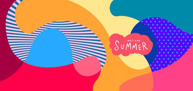 Colorful abstract curve and fluid background for summer banner