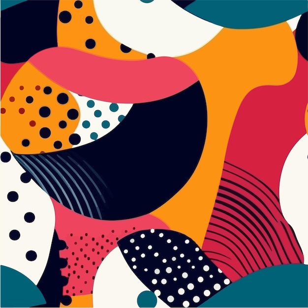 A colorful abstract design with a black background and a white circle.