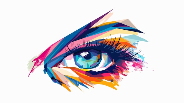 Colorful Abstract Eye Icon Vector on White Background