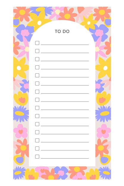 Colorful abstract floral to do list template