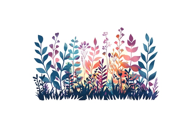 Colorful Abstract Foliage Silhouette Vector illustration design