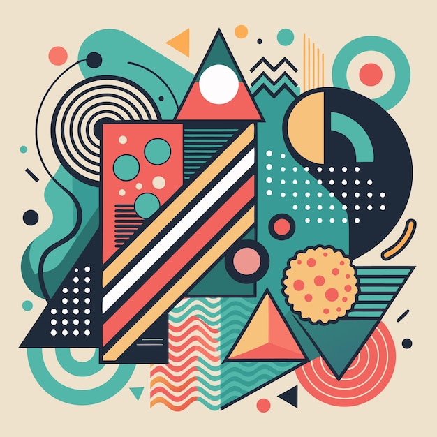 Colorful Abstract Geometric Art Modern Design with Dynamic Shapes