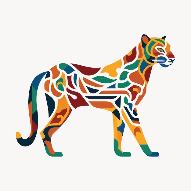 Colorful abstract geometric jaguar