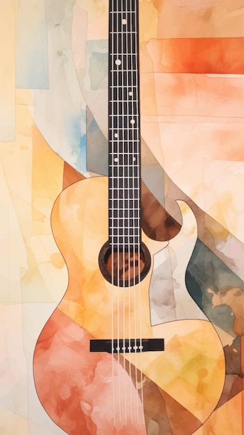 Vector colorful abstract guitar painting