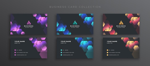 Colorful Abstract Hexagonal Business Card Template Collection