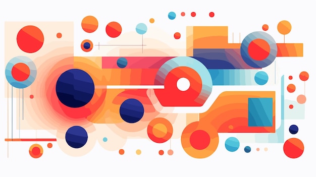 a colorful abstract illustration of a colorful background with circles and a white background