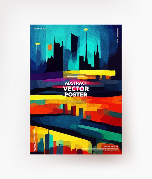 Colorful, abstract landscape of the night city. For banners, posters, flyers, covers, postcards.