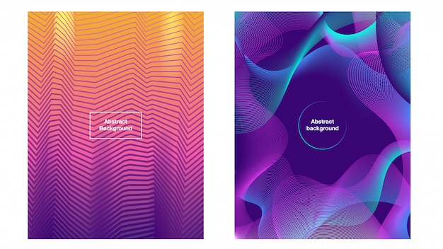 Colorful Abstract Lines Background Set